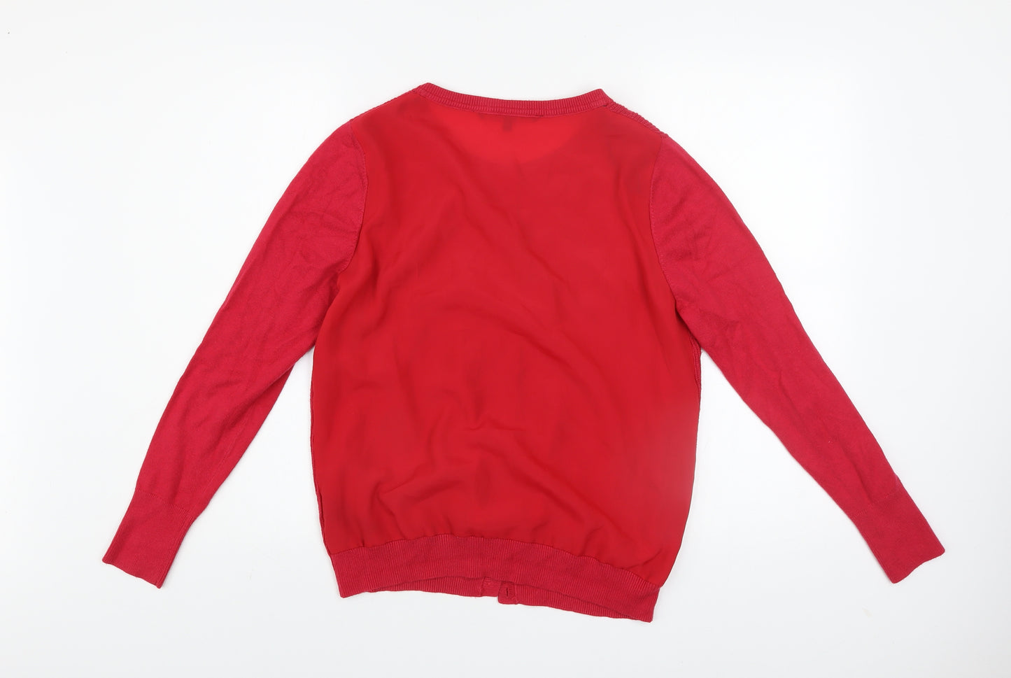 Betty Jackson Black Women's Red Size 14 Crew Neck Cardigan