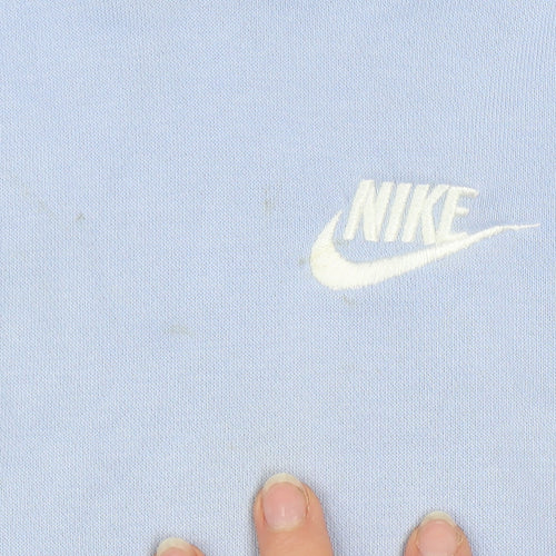 Nike Girls Blue Pullover Hoodie M 13-14 Years Cotton Blend Logo Sweatshirt