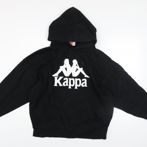 Kappa Men's Black Pullover Hoodie Medium Graphic Logo Sweatshirt