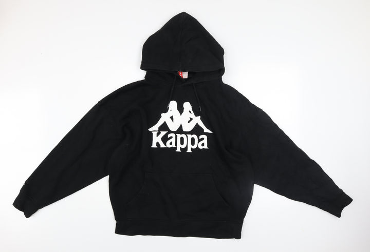 Kappa Men's Black Pullover Hoodie Medium Graphic Logo Sweatshirt