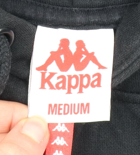 Kappa Men's Black Pullover Hoodie Medium Graphic Logo Sweatshirt