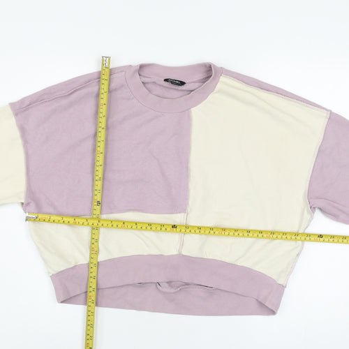 Monki Womens Purple Beige Colourblock Sweatshirt M Cotton Blend