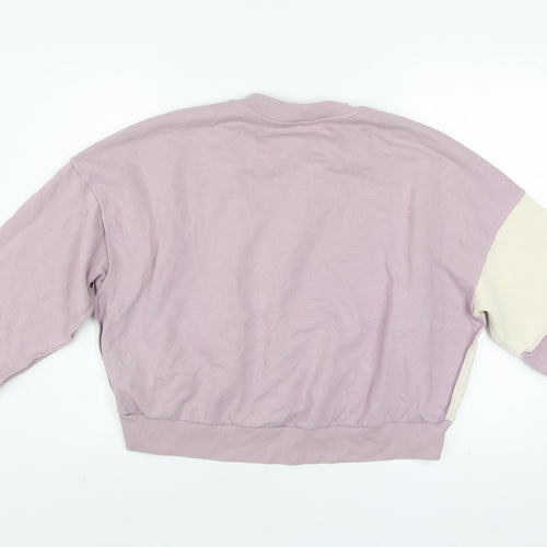 Monki Womens Purple Beige Colourblock Sweatshirt M Cotton Blend