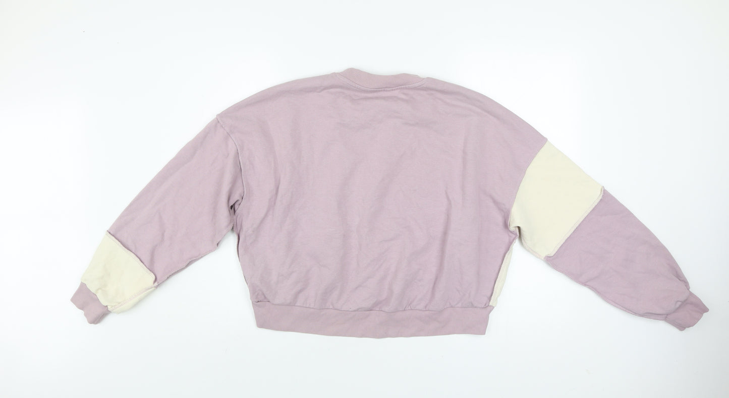Monki Womens Purple Beige Colourblock Sweatshirt M Cotton Blend