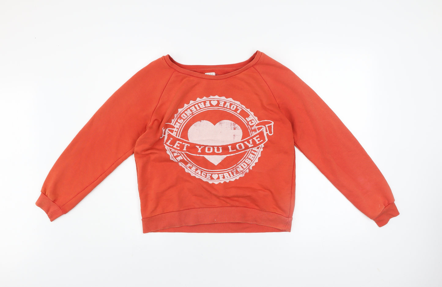 Zara Trafaluc Women’s Orange Graphic Print Pullover Sweatshirt M