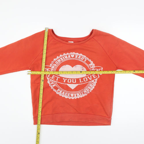 Zara Trafaluc Women’s Orange Graphic Print Pullover Sweatshirt M