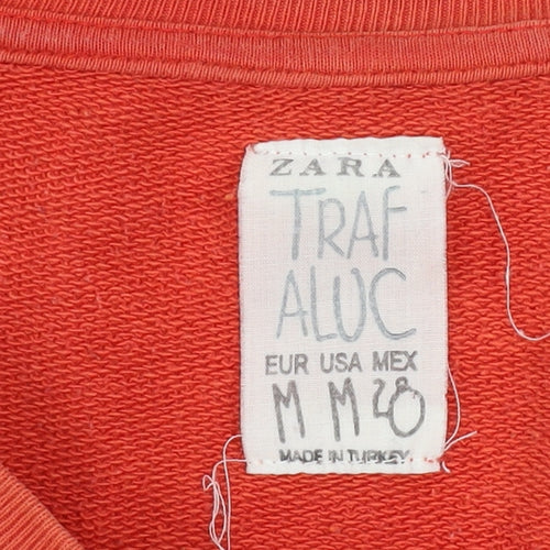 Zara Trafaluc Women’s Orange Graphic Print Pullover Sweatshirt M