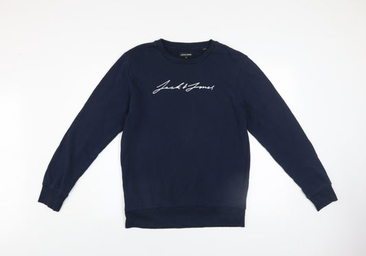 Jack & Jones Men's Blue Logo Pullover Sweatshirt Size S