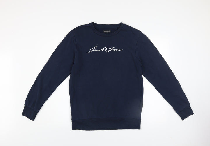 Jack & Jones Men's Blue Logo Pullover Sweatshirt Size S