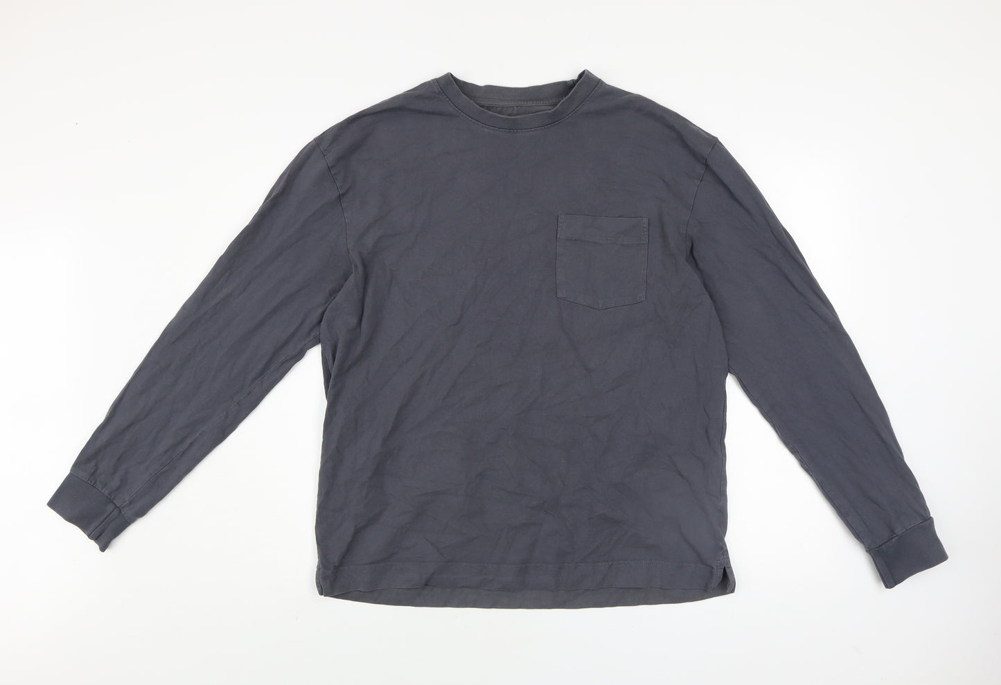 Dunnes Stores Men's Navy Long Sleeve Cotton Crew Neck Top Medium