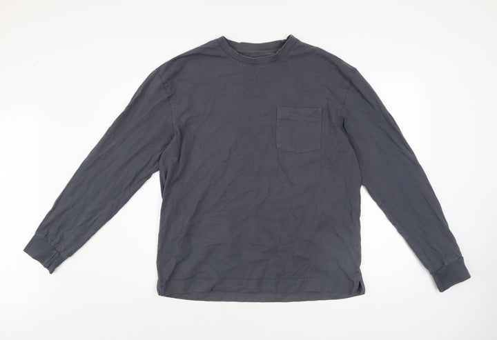 Dunnes Stores Men's Navy Long Sleeve Cotton Crew Neck Top Medium
