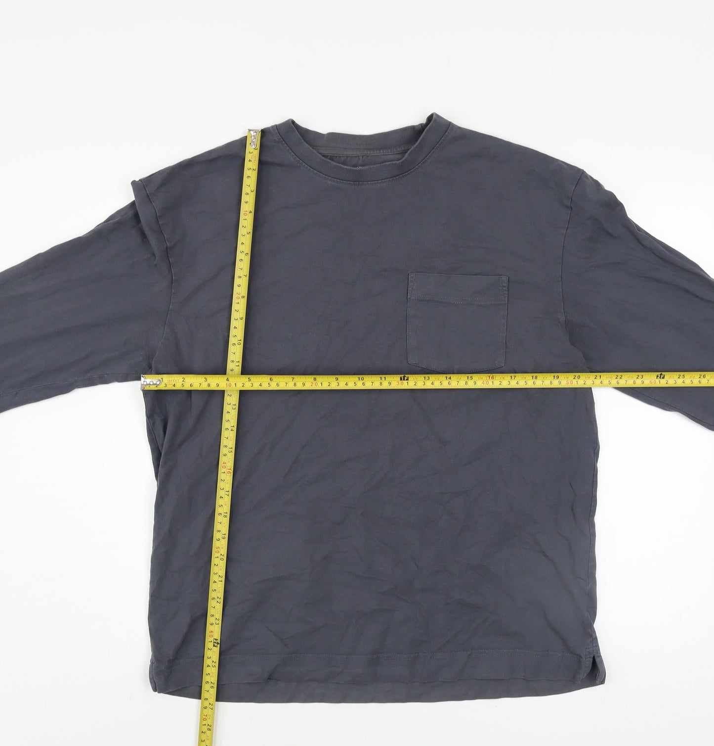 Dunnes Stores Men's Navy Long Sleeve Cotton Crew Neck Top Medium