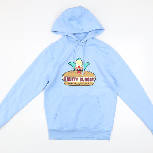 The Simpsons Men's Blue Pullover Hoodie S Krusty Burger Graphic