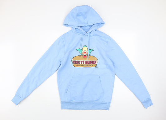 The Simpsons Men's Blue Pullover Hoodie S Krusty Burger Graphic