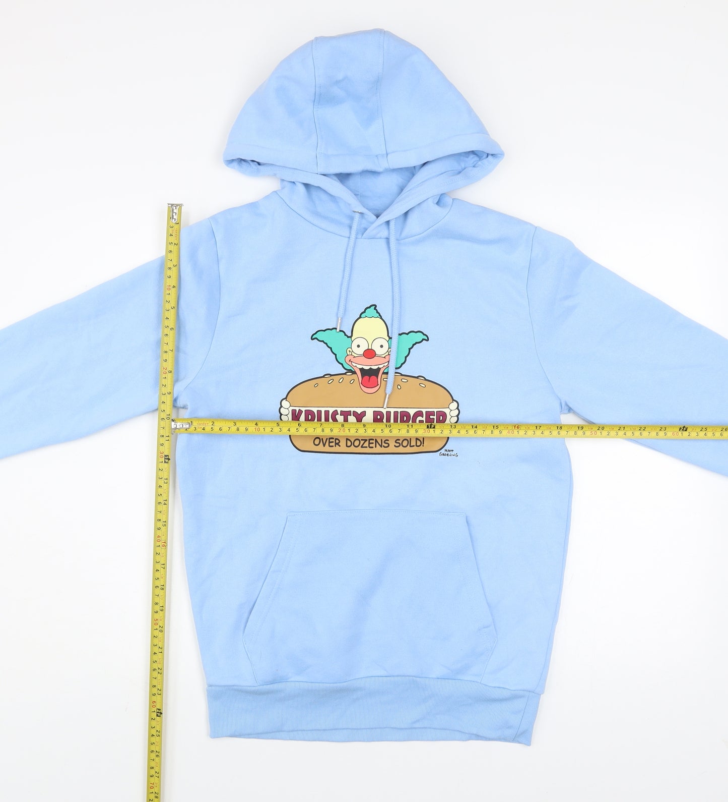 The Simpsons Men's Blue Pullover Hoodie S Krusty Burger Graphic