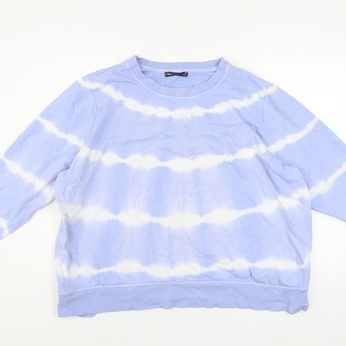 Marks and Spencer Women Blue Tie-Dye Cotton Pullover Sweatshirt Size 22