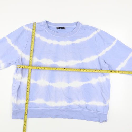 Marks and Spencer Women Blue Tie-Dye Cotton Pullover Sweatshirt Size 22