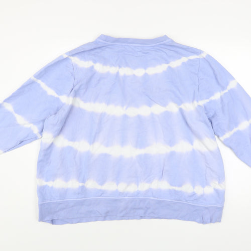 Marks and Spencer Women Blue Tie-Dye Cotton Pullover Sweatshirt Size 22