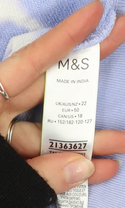 Marks and Spencer Women Blue Tie-Dye Cotton Pullover Sweatshirt Size 22