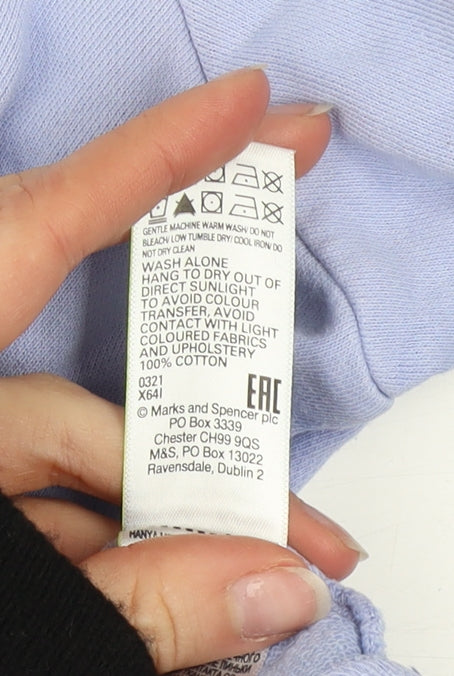 Marks and Spencer Women Blue Tie-Dye Cotton Pullover Sweatshirt Size 22