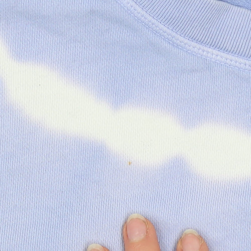 Marks and Spencer Women Blue Tie-Dye Cotton Pullover Sweatshirt Size 22