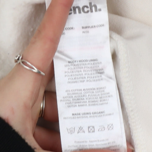 Bench Women Beige Pullover Hoodie UK 10 Cotton Polyester