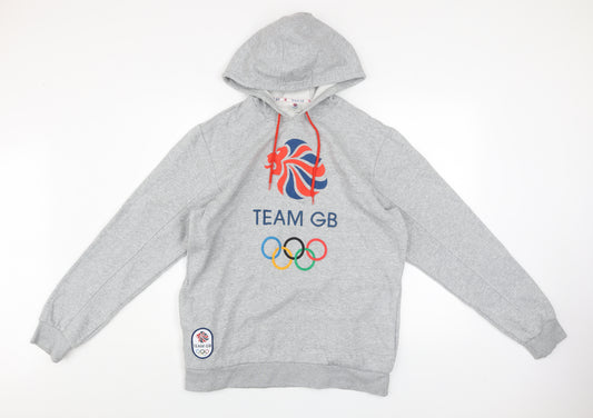 Team GB Men's Grey Pullover Hoodie M Olympic Graphic Sportswear
