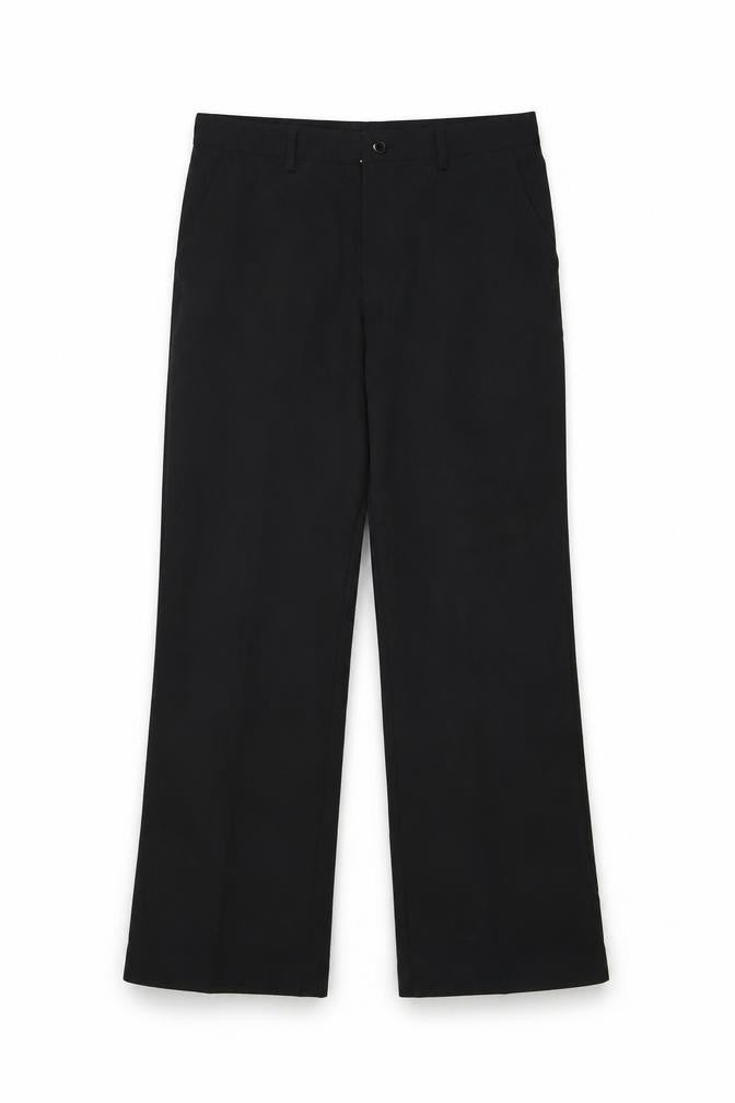 Front view of Selected Men's Black Wool Blend Regular Fit Dress Trousers 32/34