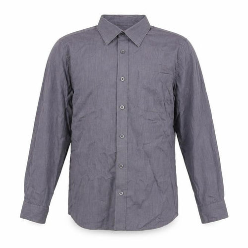Dunnes Stores Boys Grey Long Sleeve Button-Up Shirt 13-14 Years Regular Fit
