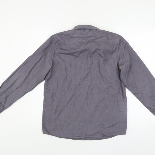 Dunnes Stores Boys Grey Long Sleeve Button-Up Shirt 13-14 Years Regular Fit
