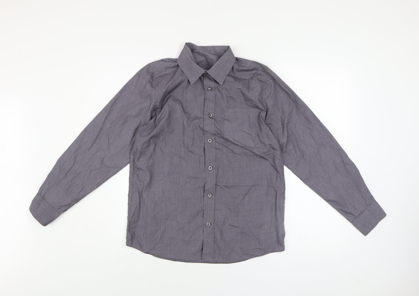 Dunnes Stores Boys Grey Long Sleeve Button-Up Shirt 13-14 Years