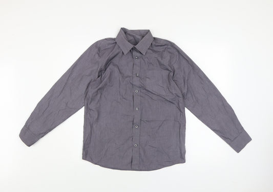 Dunnes Stores Boys Grey Long Sleeve Button-Up Shirt 13-14 Years
