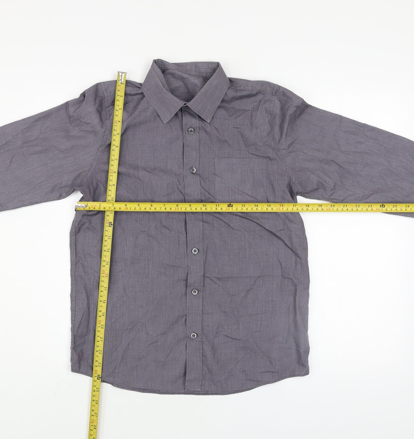 Dunnes Stores Boys Grey Long Sleeve Button-Up Shirt 13-14 Years