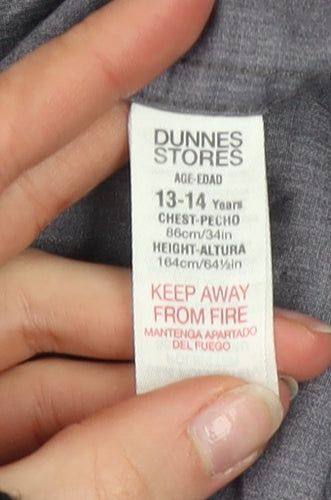 Dunnes Stores Boys Grey Long Sleeve Button-Up Shirt 13-14 Years