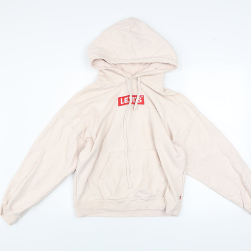 Levi's Women Beige Cotton Pullover Hoodie XS Relaxed Fit