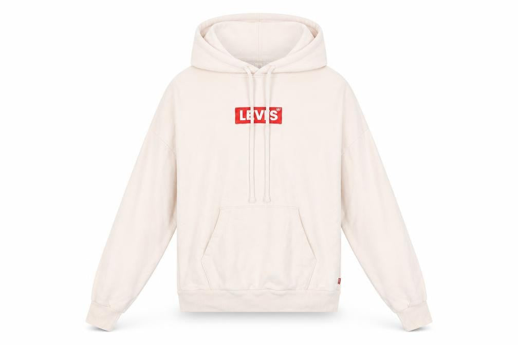 Levi's Women Beige Cotton Pullover Hoodie XS Relaxed Fit