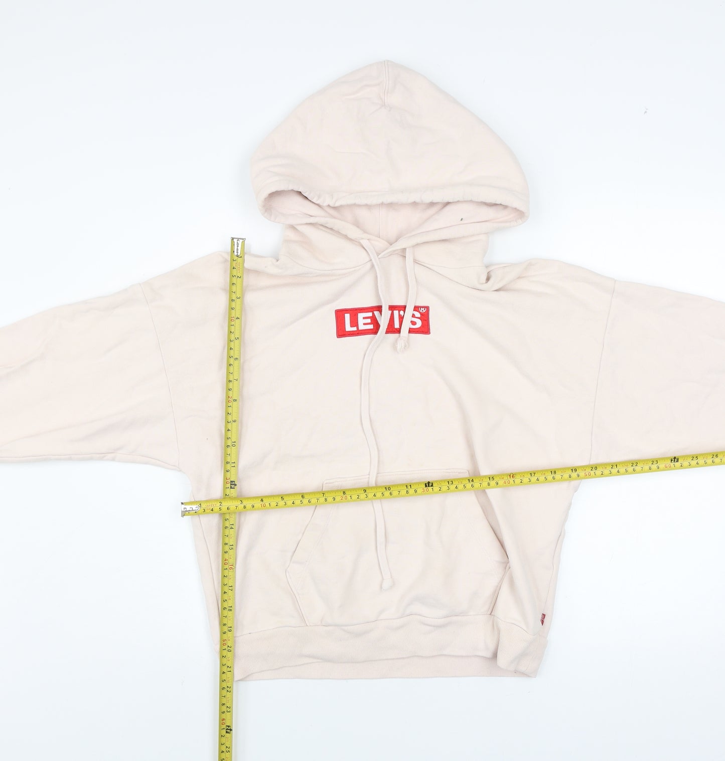 Levi's Women Beige Cotton Pullover Hoodie XS Relaxed Fit