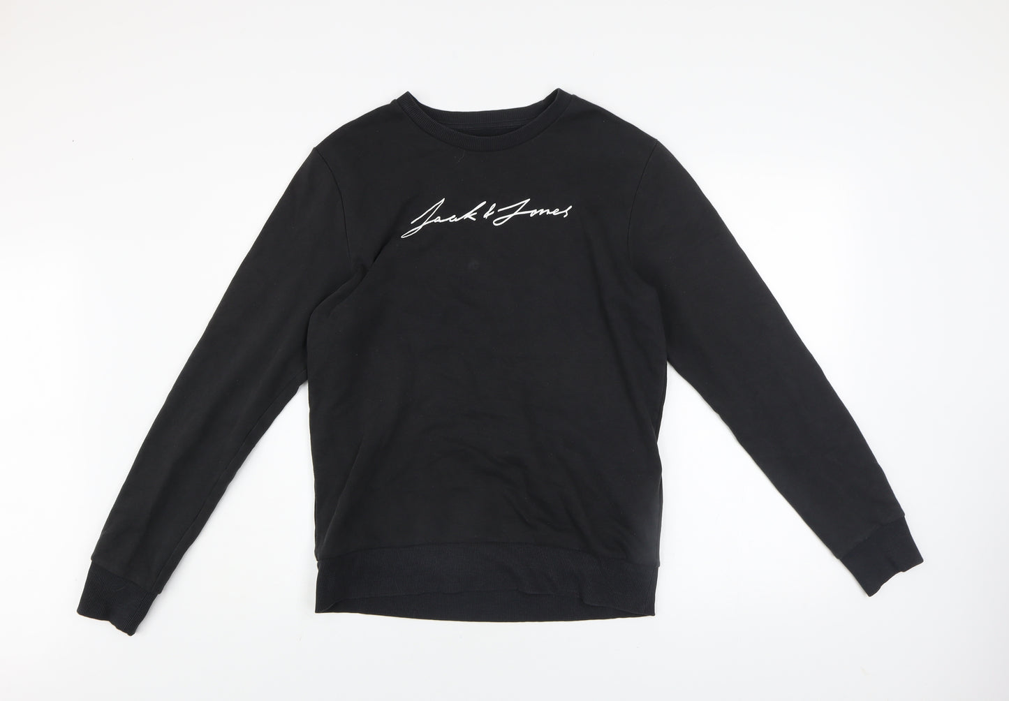 Jack & Jones Mens Black Logo Pullover Sweatshirt Size S