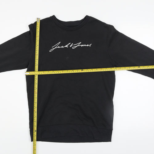 Jack & Jones Mens Black Logo Pullover Sweatshirt Size S