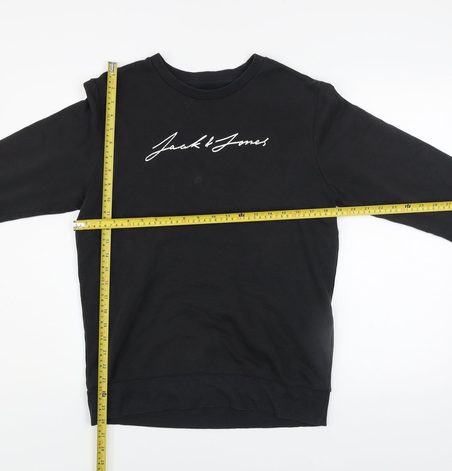 Jack & Jones Mens Black Logo Pullover Sweatshirt Size S