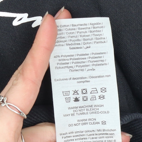 Jack & Jones Mens Black Logo Pullover Sweatshirt Size S