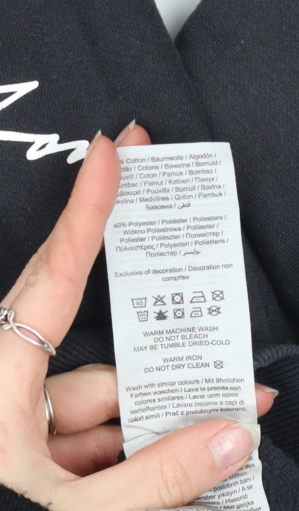 Jack & Jones Mens Black Logo Pullover Sweatshirt Size S