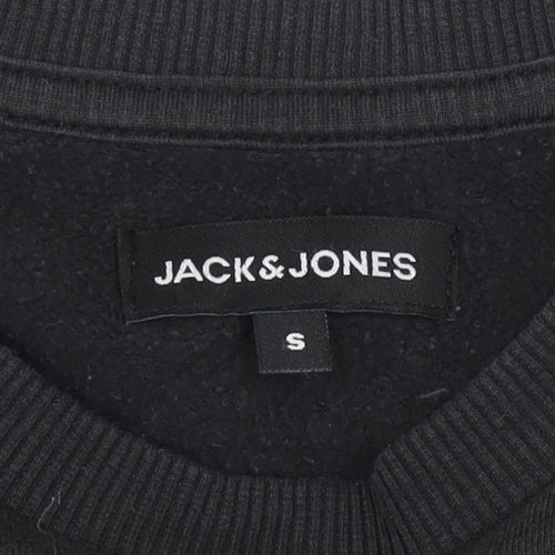 Jack & Jones Mens Black Logo Pullover Sweatshirt Size S