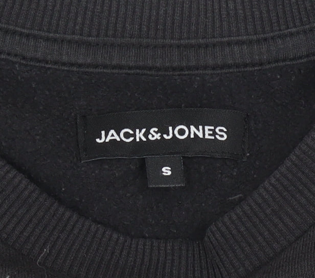 Jack & Jones Mens Black Logo Pullover Sweatshirt Size S