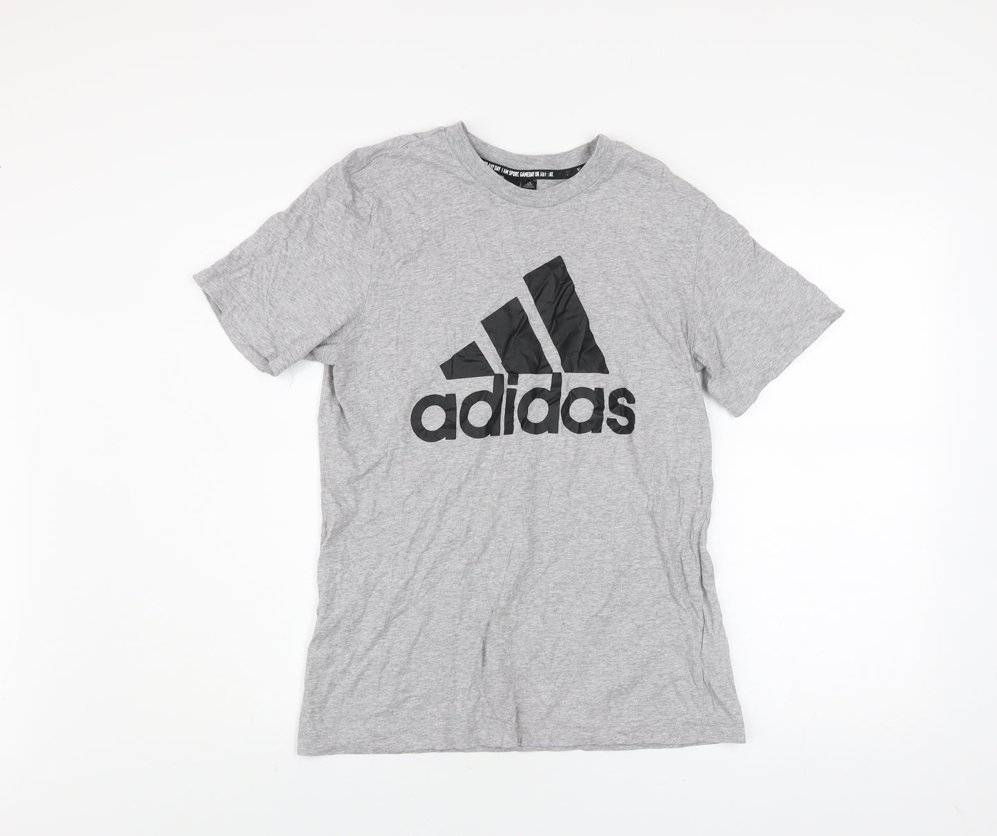 Adidas Men's Grey Logo Graphic Print Cotton T-Shirt Size M
