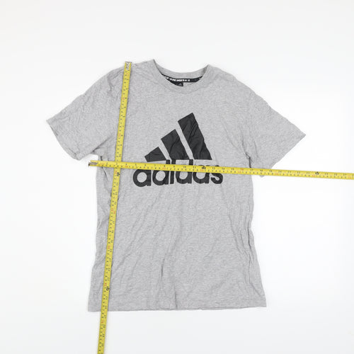 Adidas Men's Grey Logo Graphic Print Cotton T-Shirt Size M