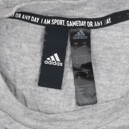 Adidas Men's Grey Logo Graphic Print Cotton T-Shirt Size M