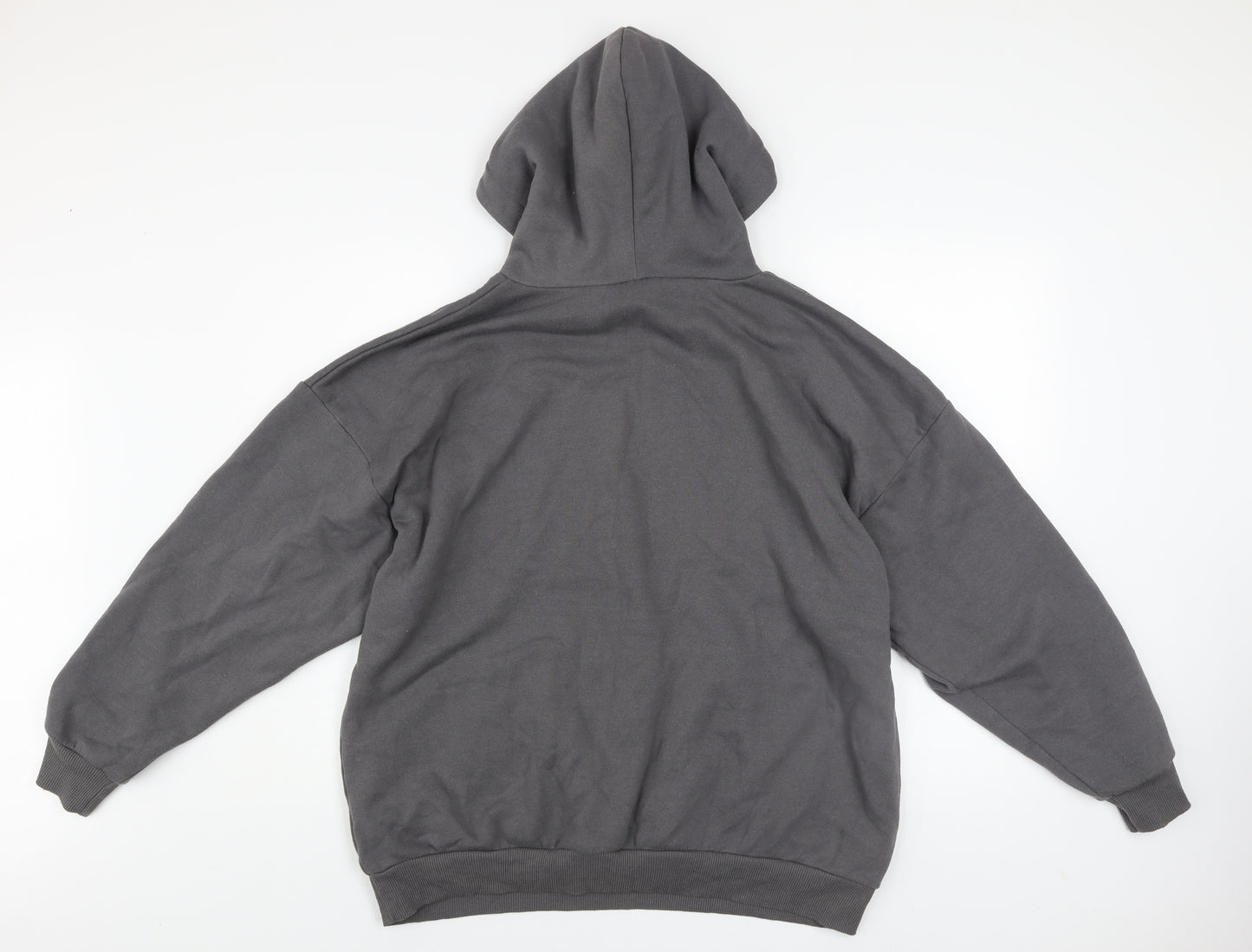 boohoo Men’s Grey Pullover Hoodie M Fleece Logo Graphic Sweatshirt