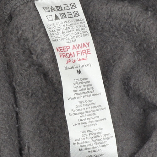 boohoo Men’s Grey Pullover Hoodie M Fleece Logo Graphic Sweatshirt