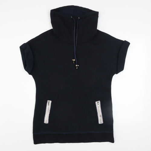 Strawberry Bay Women Black Size 12 T-Shirt Dress High Neck Zip Pockets